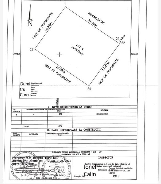 Dobreni Teren intravilan de Vanzare 375m